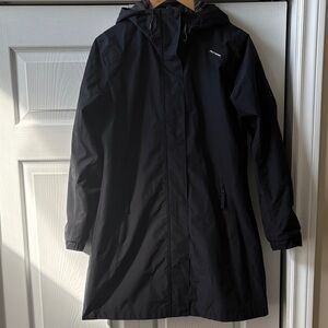 Helly Hansen Black Knee length Hooded fleece lined jacket EUC
